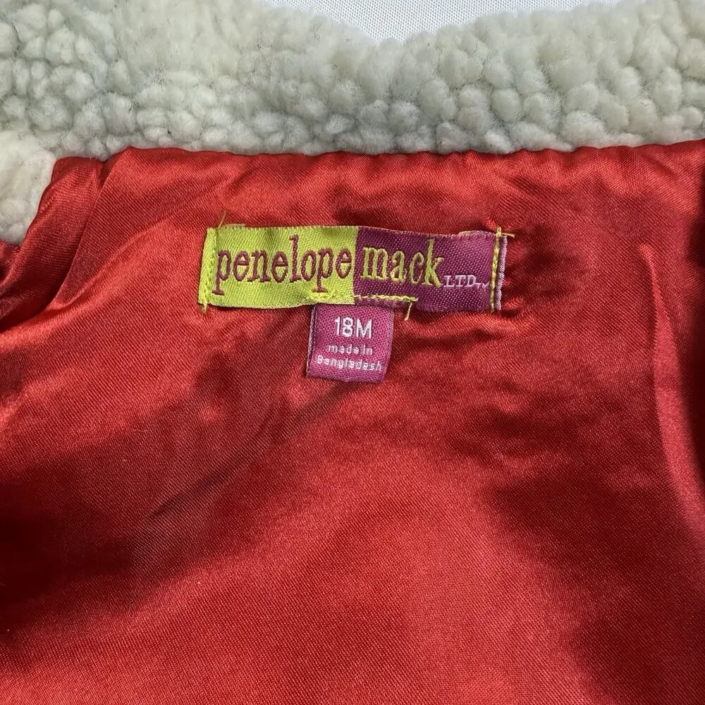 Penelope Mack Red & Black Buffalo Plaid Jacket w/ Sherpa Accents Girls 18 Months